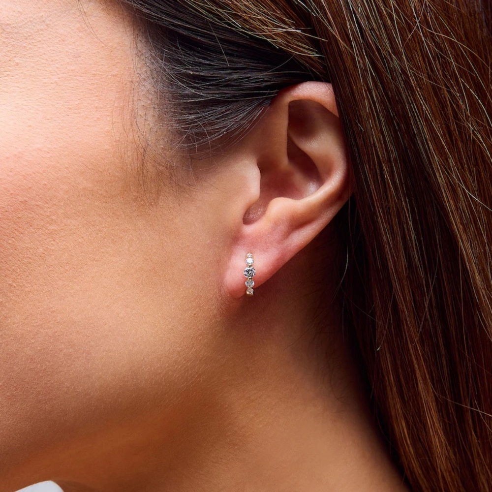 Zales Gold Lab Diamond Huggie Earrings - Picture 3 of 4